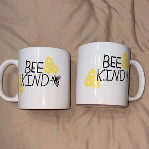 Bee Kind White Ceramic Mug with Yellow Honeycomb Design